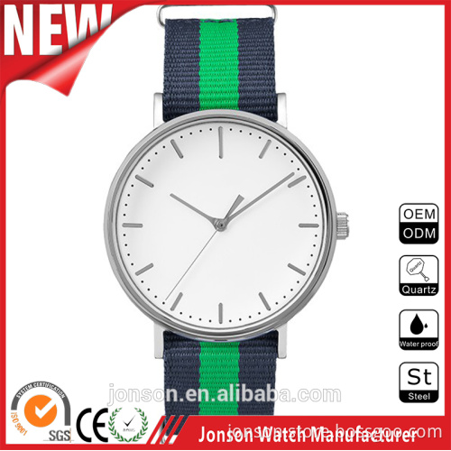 New minimal women silver stainless steel colorful nylon strap elgance sapphire glass watch